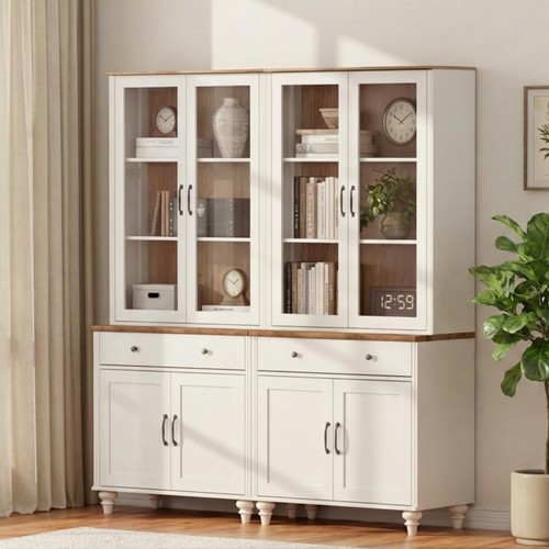 Large white farmhouse bookcase - white,
